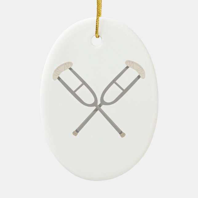 Crossed Crutches Ceramic Ornament (Front)