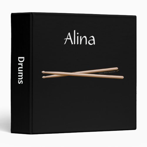 Crossed Drumsticks Custom Name Binder for Drummers