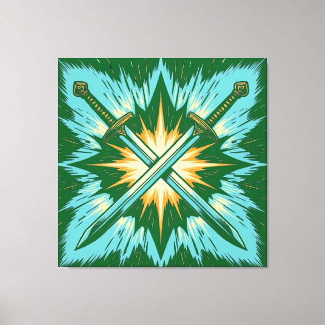 Crossed Fantasy Arrows with Glowing Energy – Dynam Canvas Print (Front)