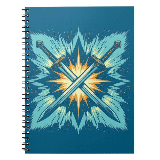 Crossed Fantasy Arrows with Glowing Energy – Dynam Notebook (Front)