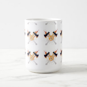 Crossed Fantasy Axes with Fiery Energy – Powerful  Coffee Mug