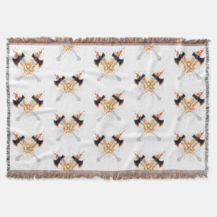Crossed Fantasy Axes with Fiery Energy – Powerful Throw Blanket