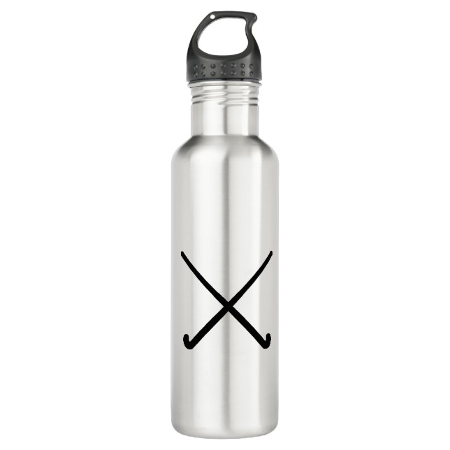 Crossed Field Hockey Sticks Graphic Stainless Steel Water Bottle (Front)