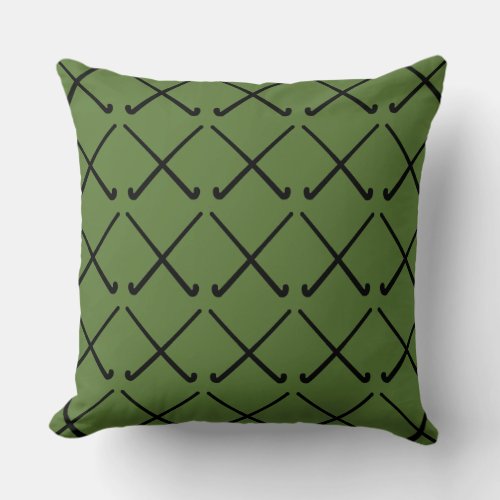 Crossed Field Hockey Sticks Patterned Throw Pillow