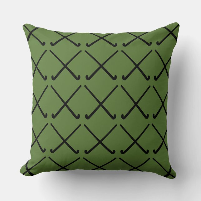 Crossed Field Hockey Sticks Patterned Throw Pillow (Front)