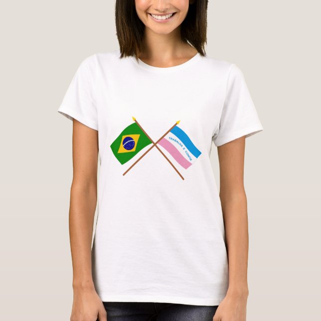 Crossed Flags of Brazil and Espírito Santo T-Shirt (Front)