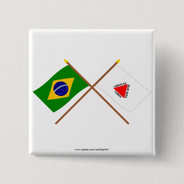 Crossed Flags of Brazil and Minas Gerais Pinback Button (Front)