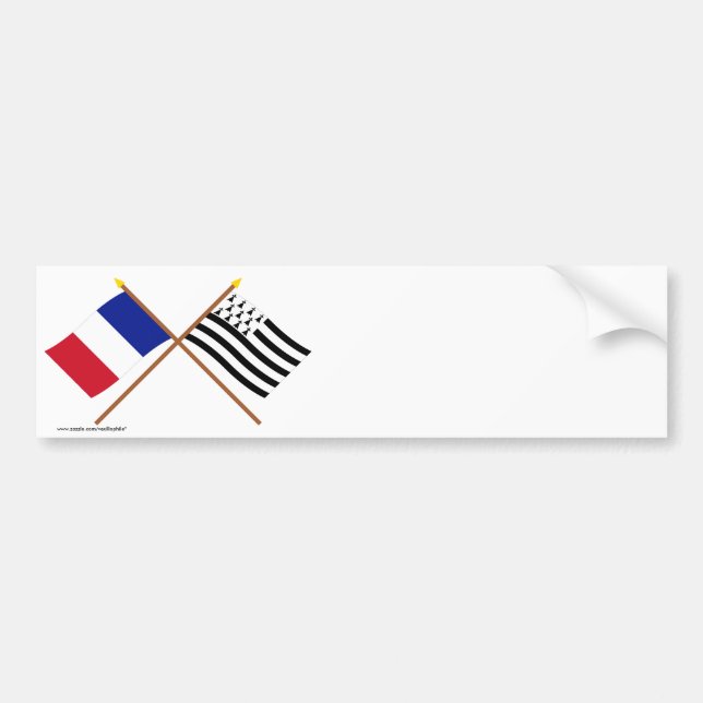 Crossed flags of France and Bretagne Bumper Sticker (Front)