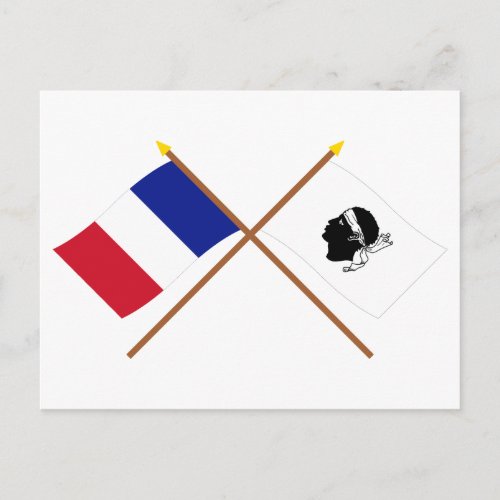 Crossed flags of France and La Corse Postcard