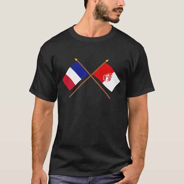 Crossed flags of France and Vendée T-Shirt (Front)