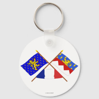 Crossed flags of Franche-Comté and Jura Keychain