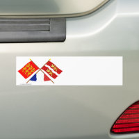 Crossed flags of Haute-Normandie & Seine-Maritime Bumper Sticker