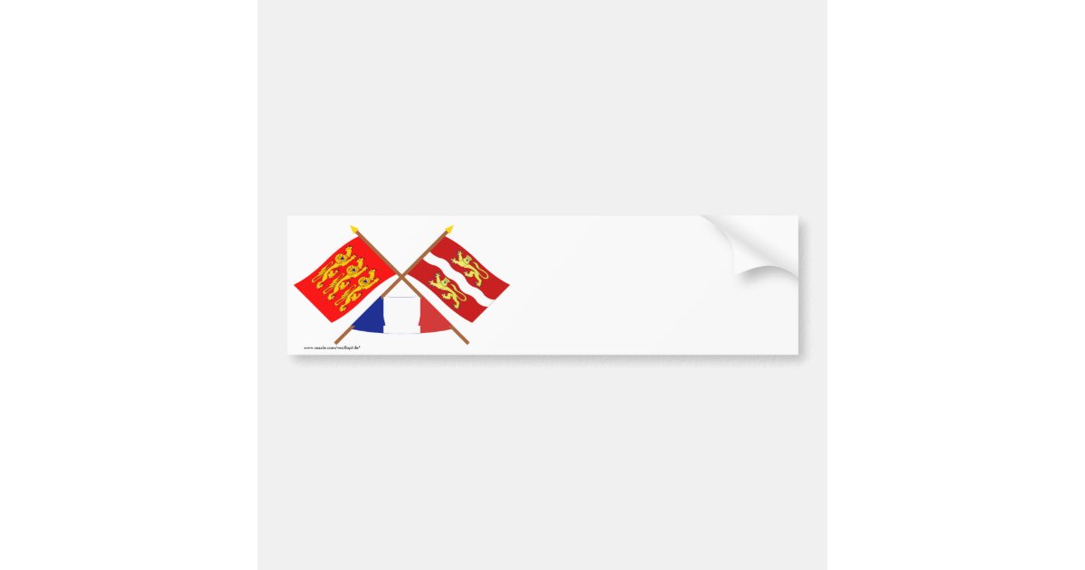Crossed flags of Haute-Normandie & Seine-Maritime Bumper Sticker