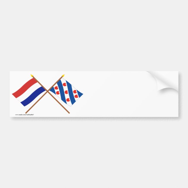 Crossed flags of Holland and Friesland Bumper Sticker (Front)