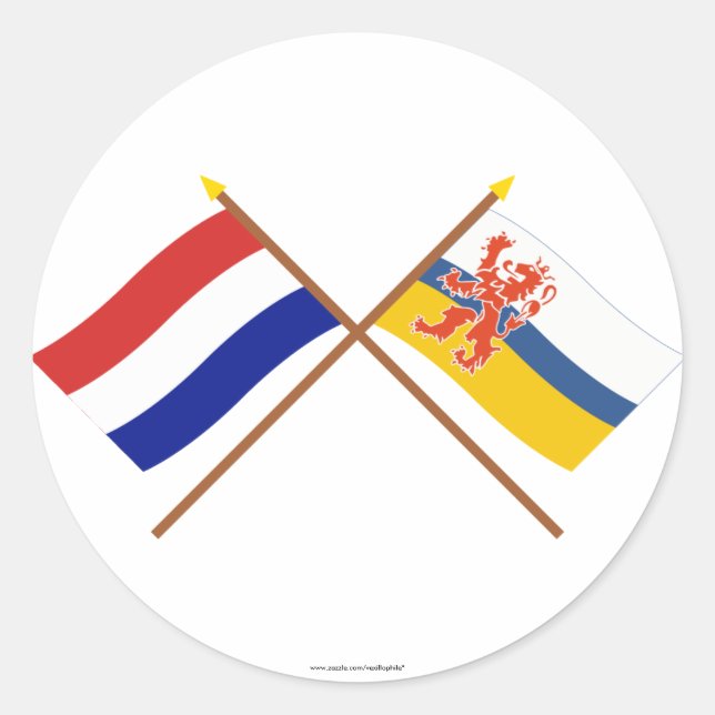 Crossed flags of Holland and Limburg Classic Round Sticker (Front)