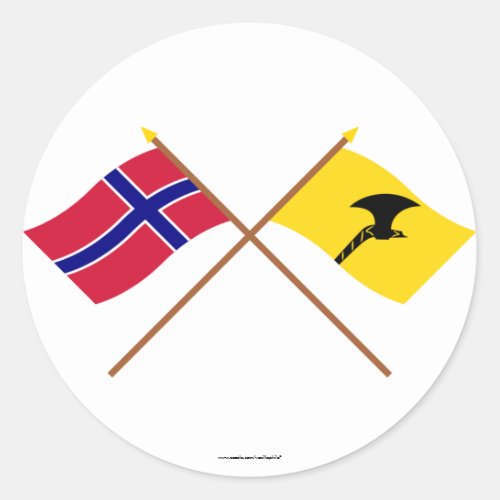 Crossed flags of Norway and Telemark Classic Round Sticker