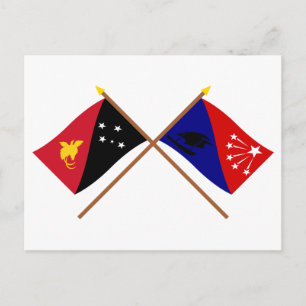 Crossed flags of PNG and Central Province Postcard