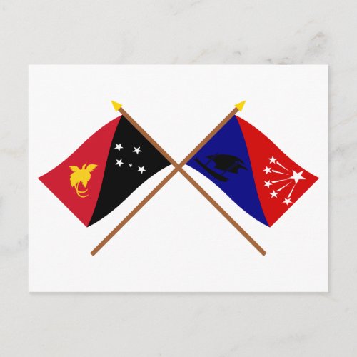 Crossed flags of PNG and Central Province Postcard