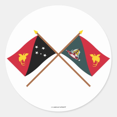 Crossed flags of PNG and East Sepik Province Classic Round Sticker