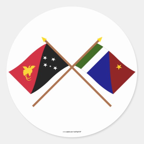 Crossed flags of PNG and Milne Bay Province Classic Round Sticker