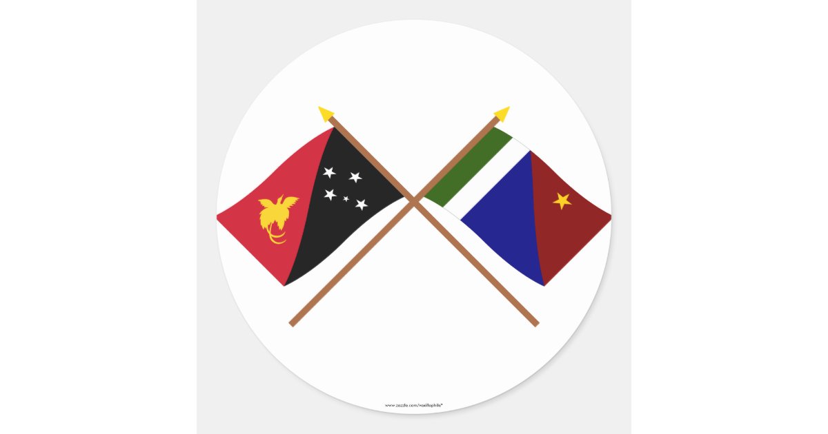 Crossed Flags Of Png And Milne Bay Province Classic Round Sticker