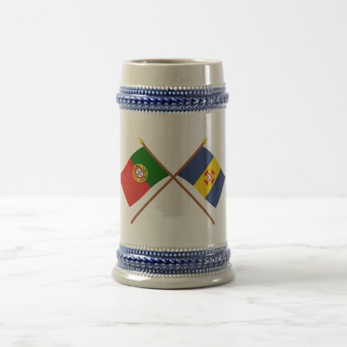 Crossed Flags of Portugal and Madeira Beer Stein