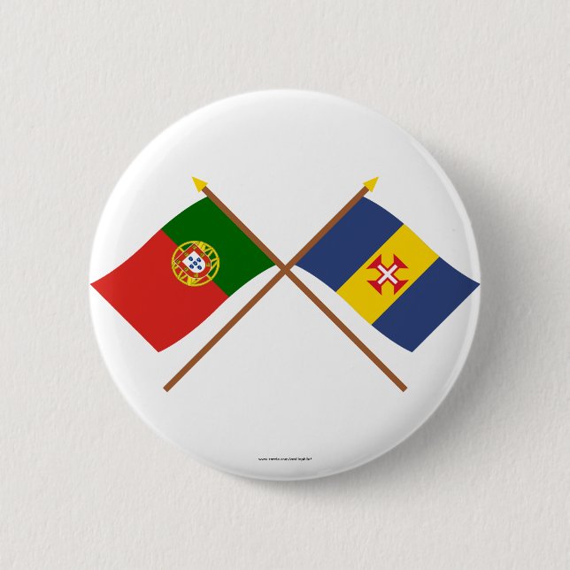 Crossed Flags of Portugal and Madeira Button (Front)