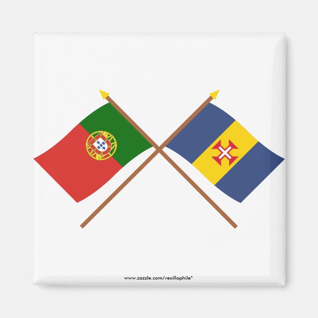 Crossed Flags of Portugal and Madeira Magnet (Front)