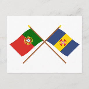 Crossed Flags of Portugal and Madeira Postcard