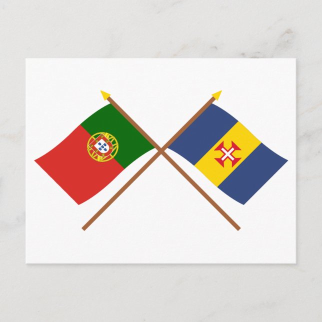 Crossed Flags of Portugal and Madeira Postcard (Front)