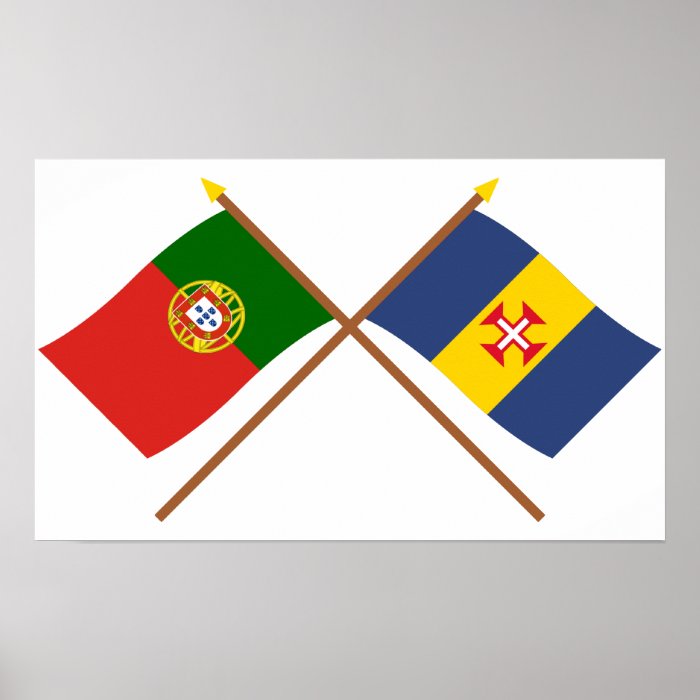 Crossed Flags of Portugal and Madeira Print