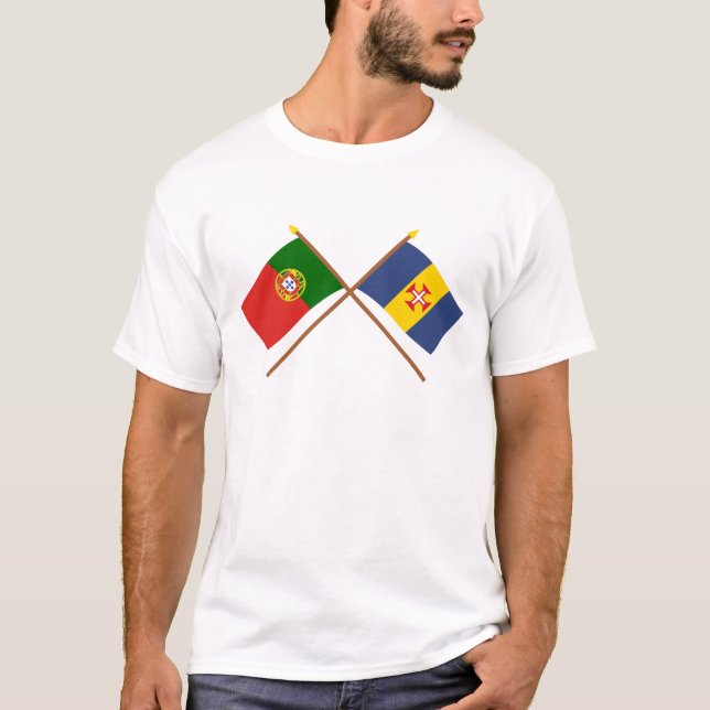 Crossed Flags of Portugal and Madeira T-Shirt (Front)