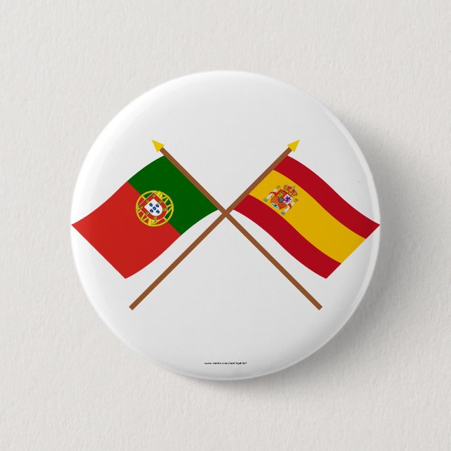 Crossed Flags of Portugal and Spain Button (Front)