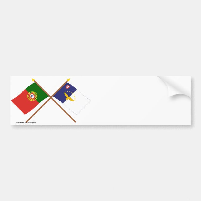 Crossed Flags of Portugal and the Azores Bumper Sticker (Front)