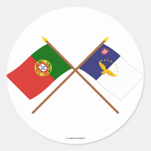 Crossed Flags of Portugal and the Azores Classic Round Sticker