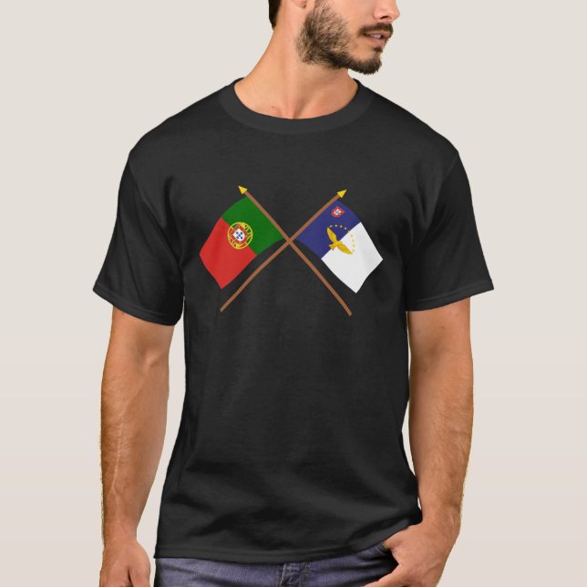 Crossed Flags of Portugal and the Azores T-Shirt (Front)