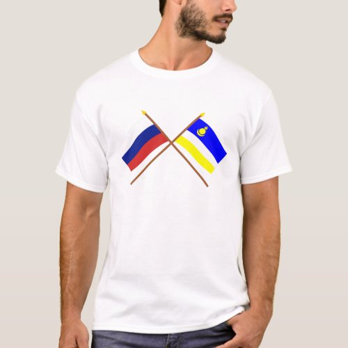 Crossed flags of Russia and Buryat Republic T_Shirt