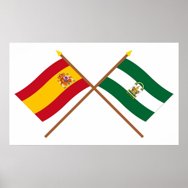 Crossed flags of Spain and Andalucía Poster (Front)
