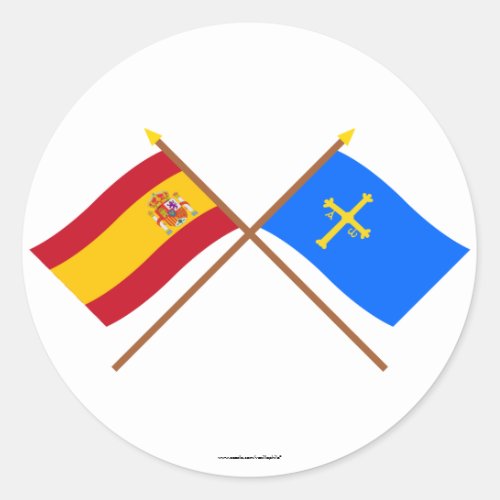 Crossed flags of Spain and Asturias Classic Round Sticker