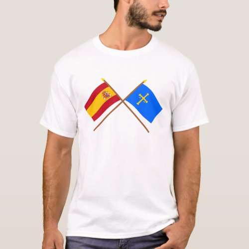 Crossed flags of Spain and Asturias T_Shirt