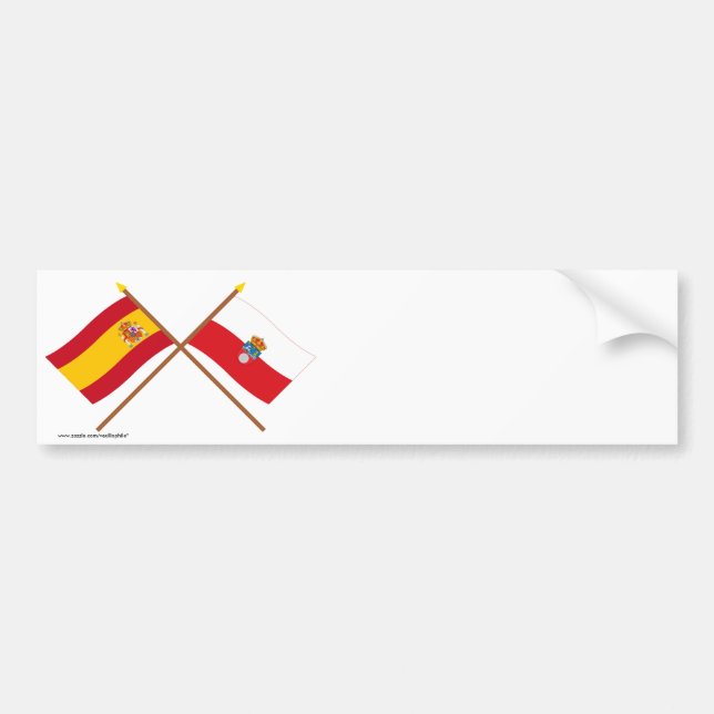 Crossed flags of Spain and Cantabria Bumper Sticker (Front)