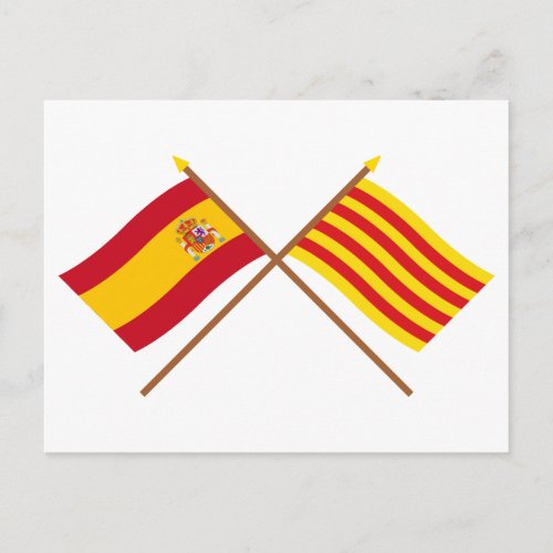 Crossed flags of Spain and Catalua Postcard