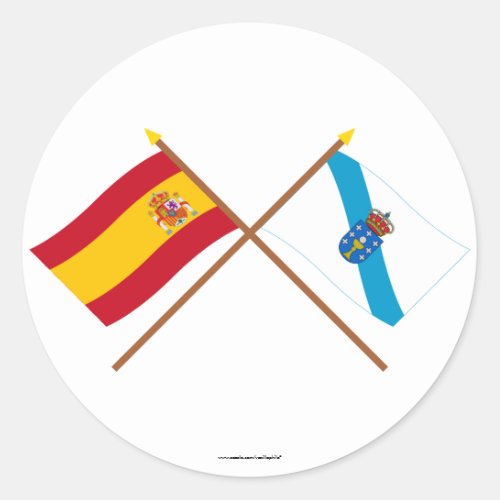 Crossed flags of Spain and Galicia Classic Round Sticker