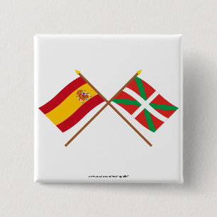 Crossed flags of Spain and País Vasco (Euskadi) Button