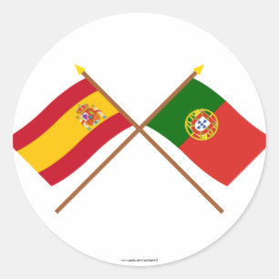 Crossed Flags of Spain and Portugal Classic Round Sticker