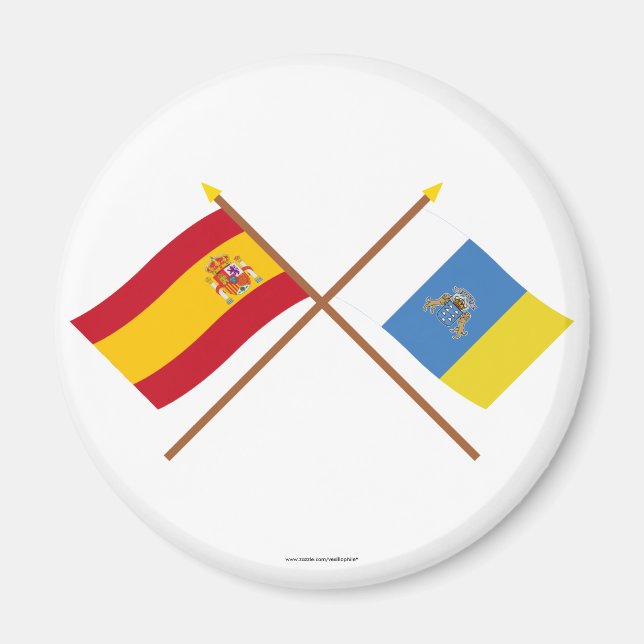 Crossed flags of Spain and the Canary Islands Magnet (Front)
