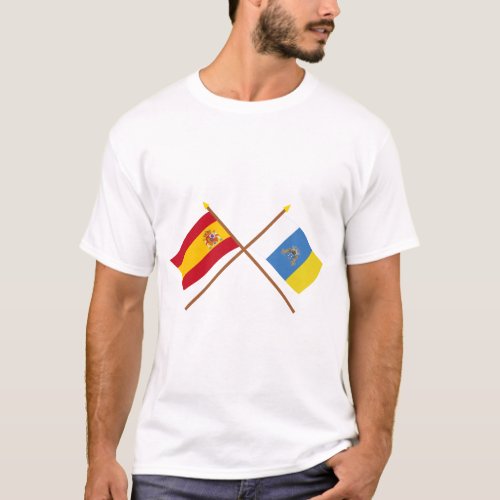 Crossed flags of Spain and the Canary Islands T_Shirt