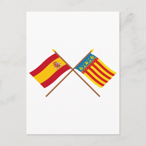 Crossed flags of Spain and Valencia Postcard
