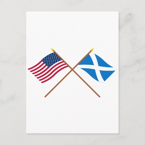 Crossed Flags of the USA and Scotland Cross Postcard