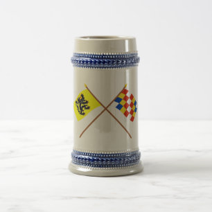 Crossed Flanders and Antwerp Flags Beer Stein